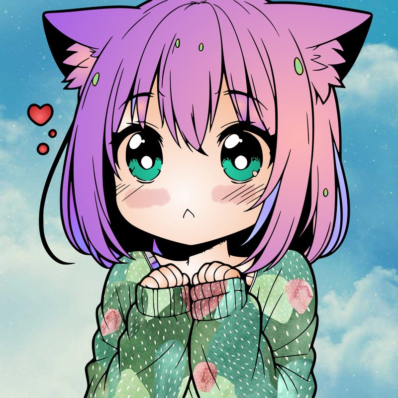 shy anime catgirl