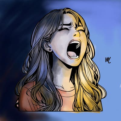 screaming realistic, girl