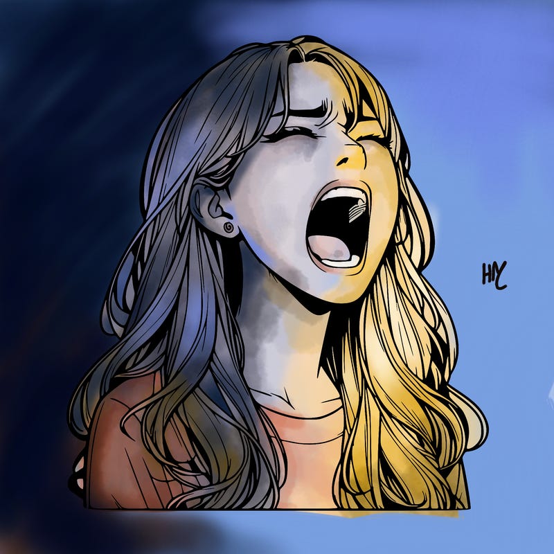 screaming realistic, girl