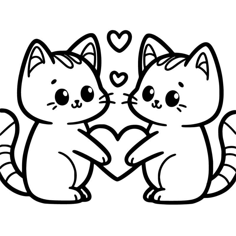 cats making a heart with  their tails