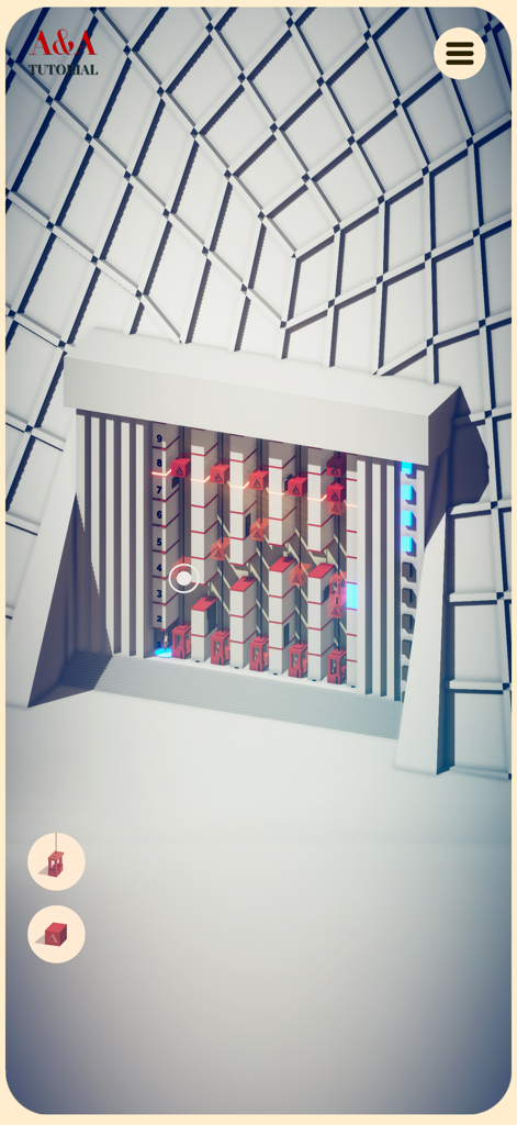 The Valley of the Architects - Diorama isométrique d'un puzzle d'ascenseur architectural avec des étages numérotés