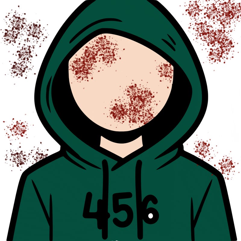 a person with non face waering a hoodie with a 456 symbol