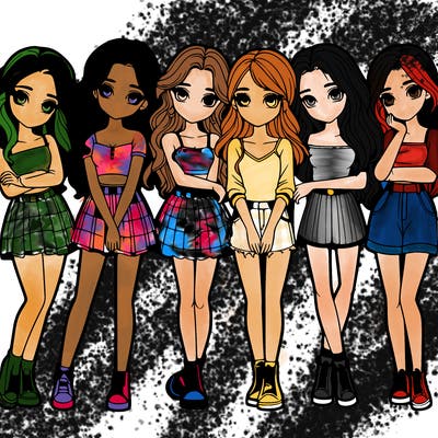 a group of girls realistic