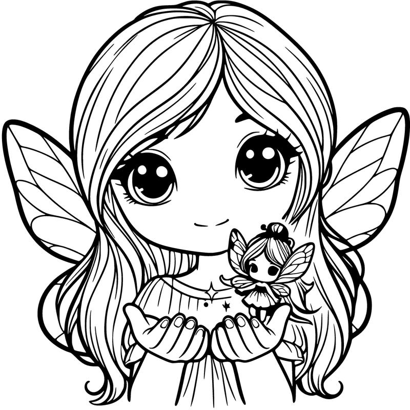 girl holding a fairy in her hands
