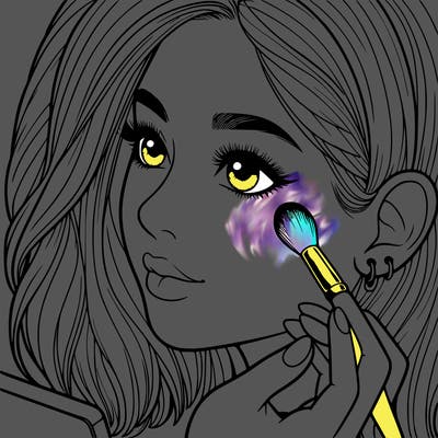 a realistic girl doing her makeup