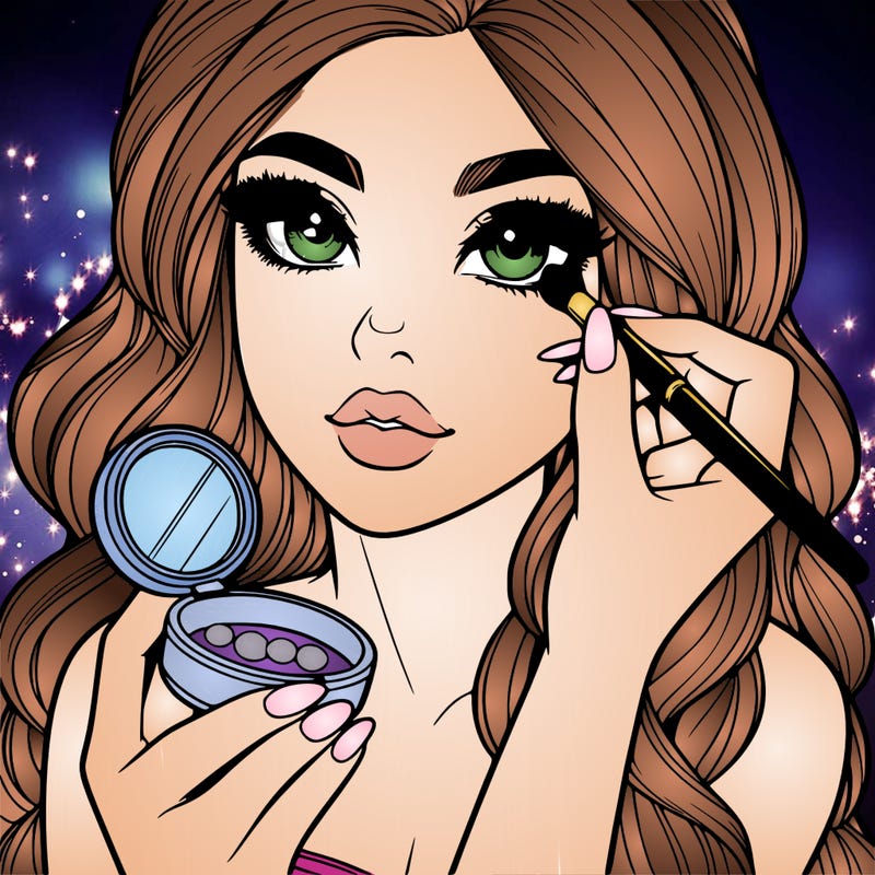 realistic girl doing makeup