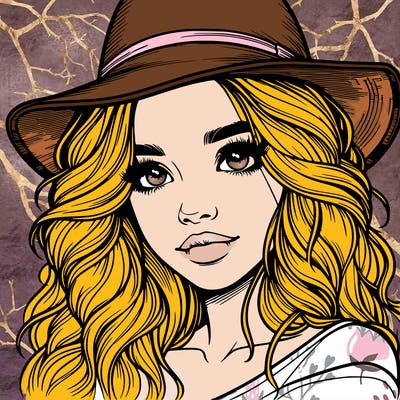 realistic girl with hat