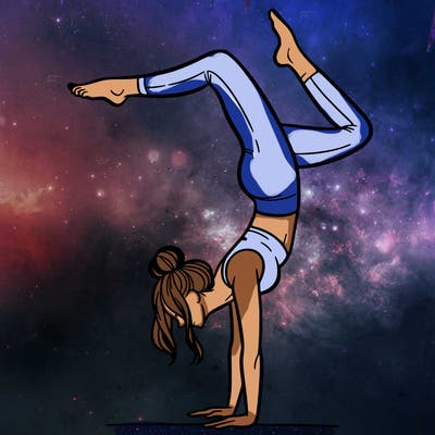 a woman doing a handstand