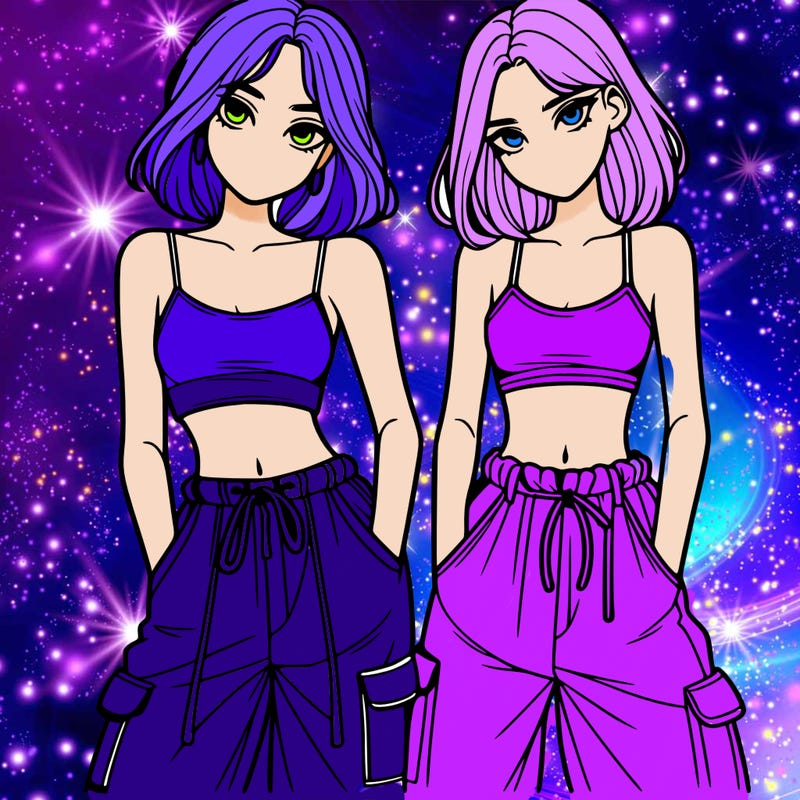 two girls with crop top with baggy pants