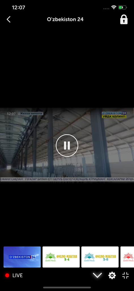 Mediabay TV - Transmisión en vivo del canal de noticias O'zbekiston 24 en la aplicación móvil Mediabay TV