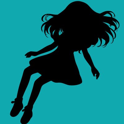 realistic girl floating