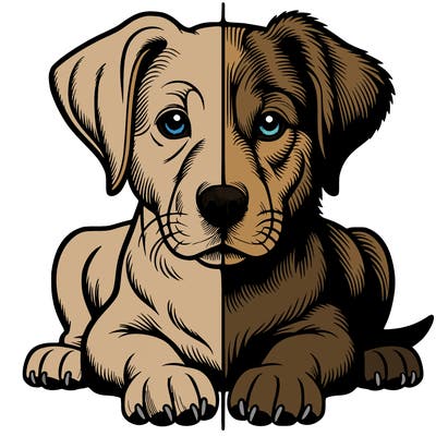 realistic dog split picture