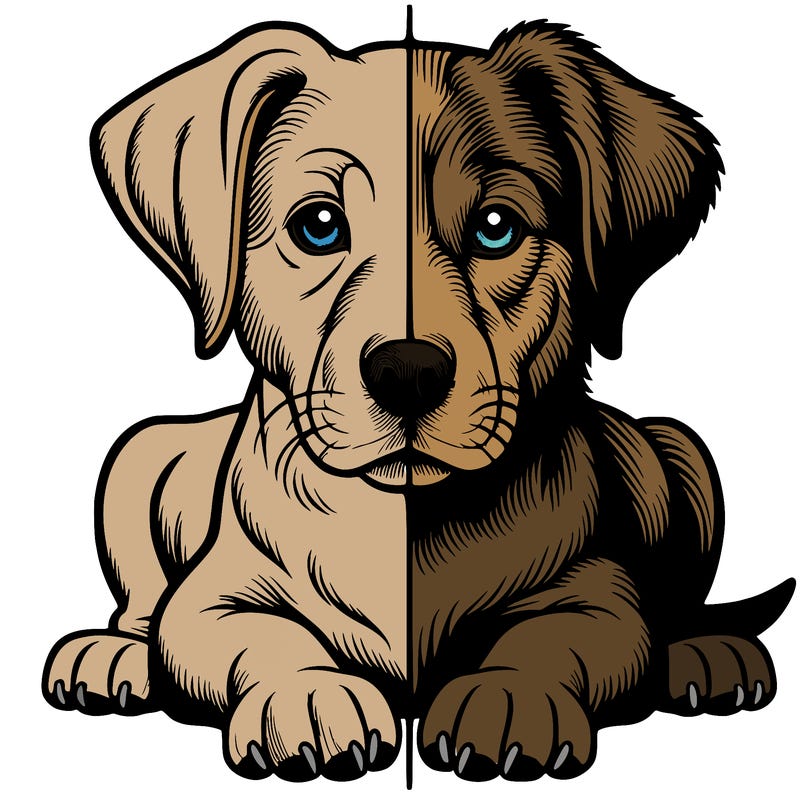 realistic dog split picture