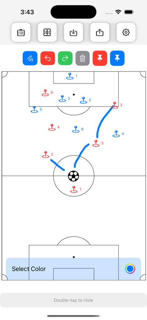 Strike Lite: Tactics Board - Digital soccer tactics board with player pins and tactical movement lines