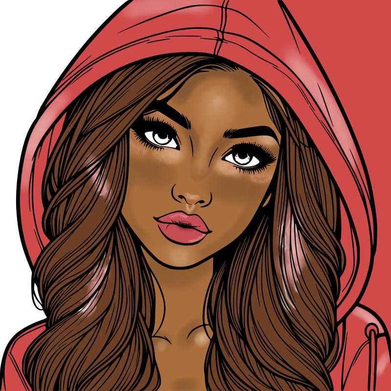 realistic beautiful girl with a hood on