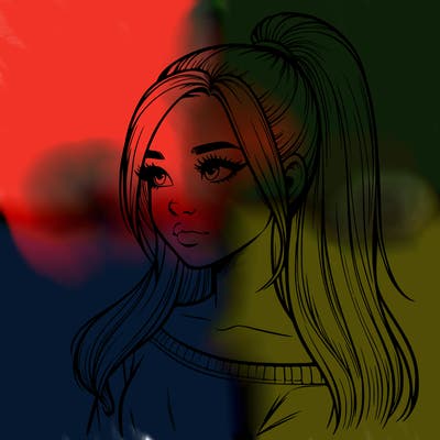 realistic girl with a high ponytail