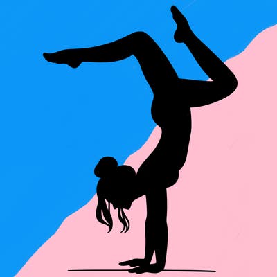 a woman doing a handstand
