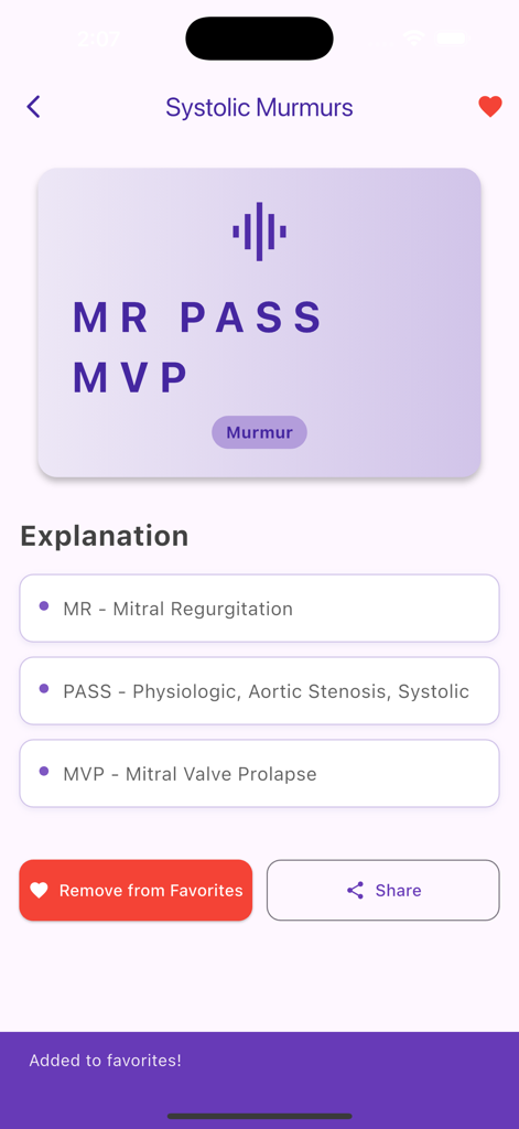 Cardiology Mnemonics - A cardiology mnemonic for systolic murmurs with detailed explanations in the app