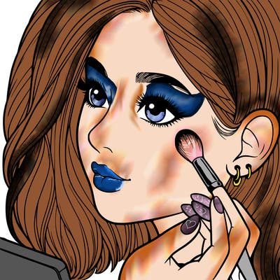 a realistic girl doing her makeup