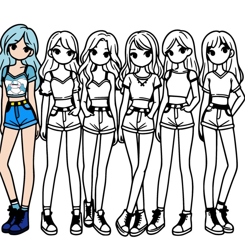 a group of girls wearing crop tops and shorts