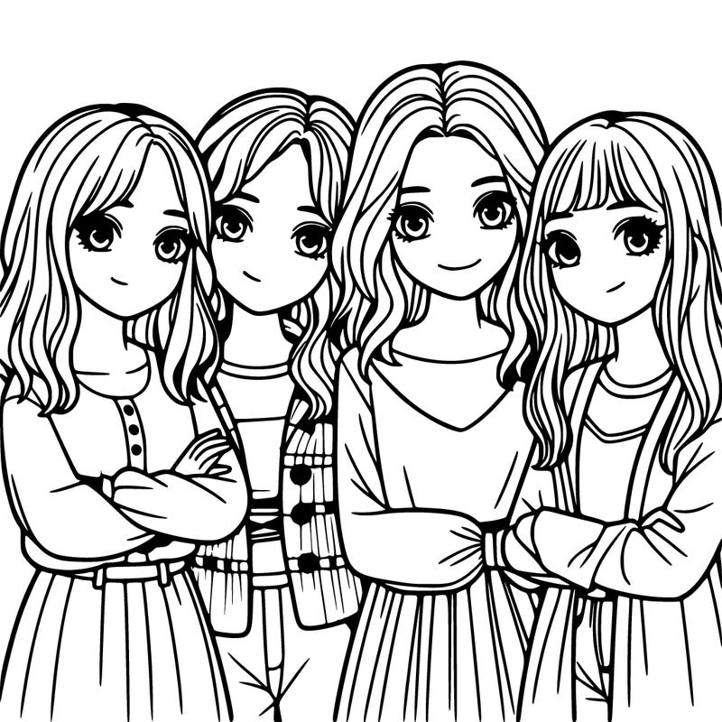 group of girls realistic cute