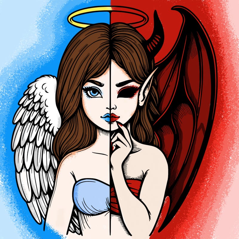 realistic angel half demon