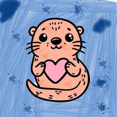 otter with a heart