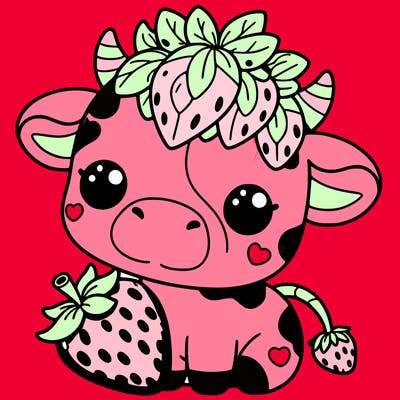 cute strawberry cow