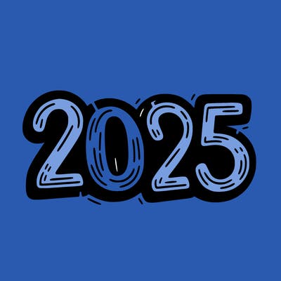 one line scrawled numbers sketch design “2025”