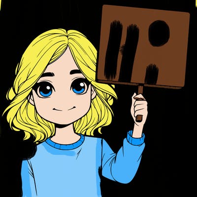 realistic girl holding up a sign