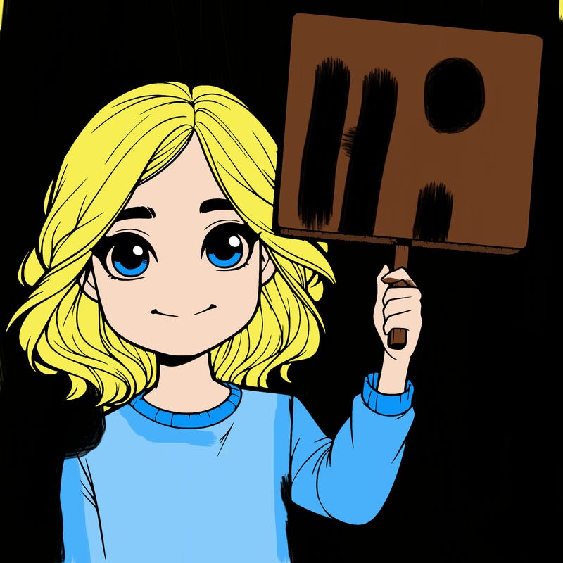 realistic girl holding up a sign