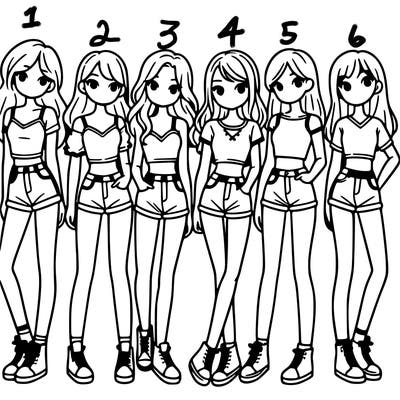 a group of girls wearing crop tops and shorts