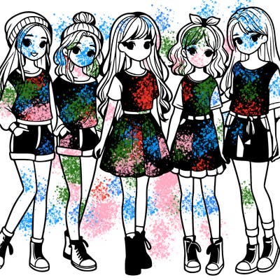 a group of five girls