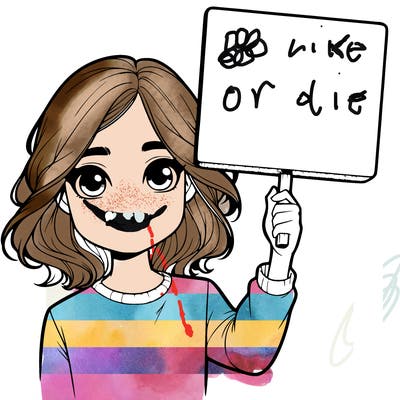 realistic girl holding up a sign