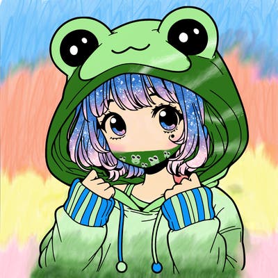 a cute teenage girl wearing a frog hoodie