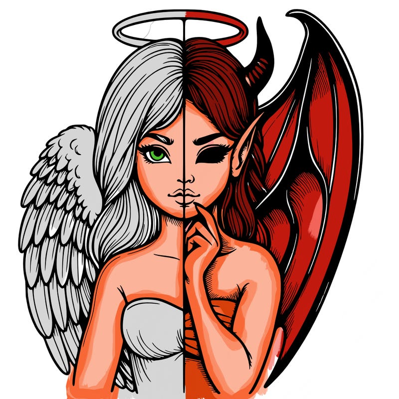 realistic angel half demon