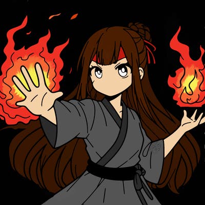 anime girl with fire powers