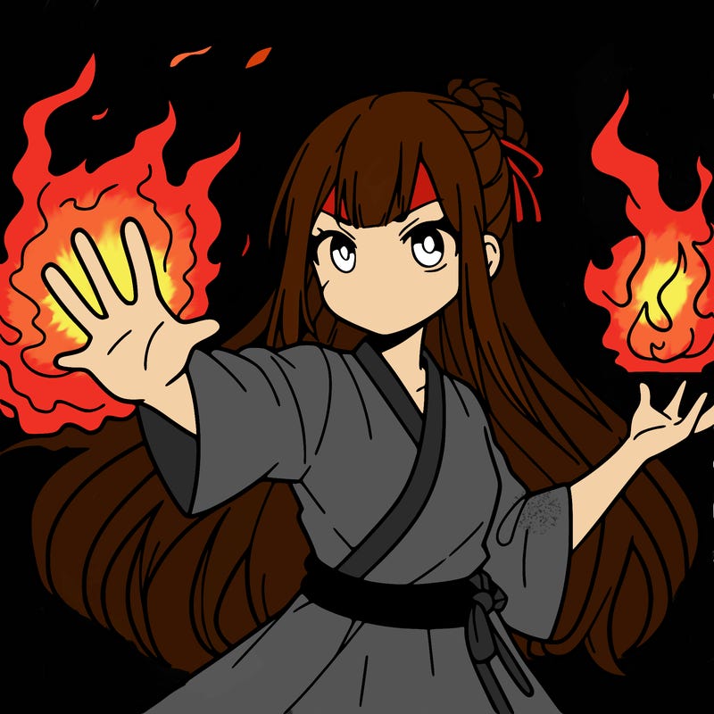 anime girl with fire powers