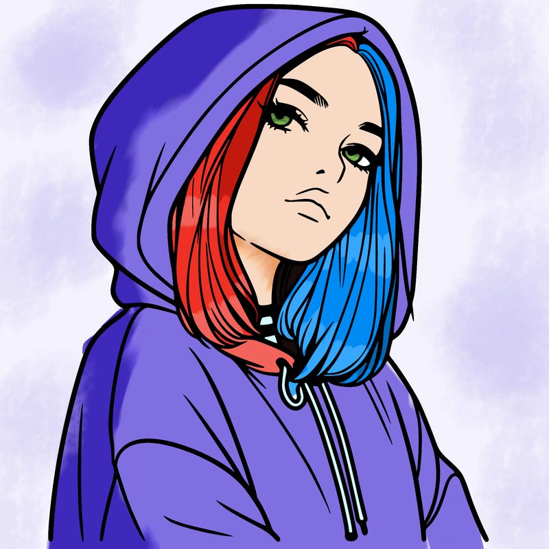 a realistic girl in a hoodie