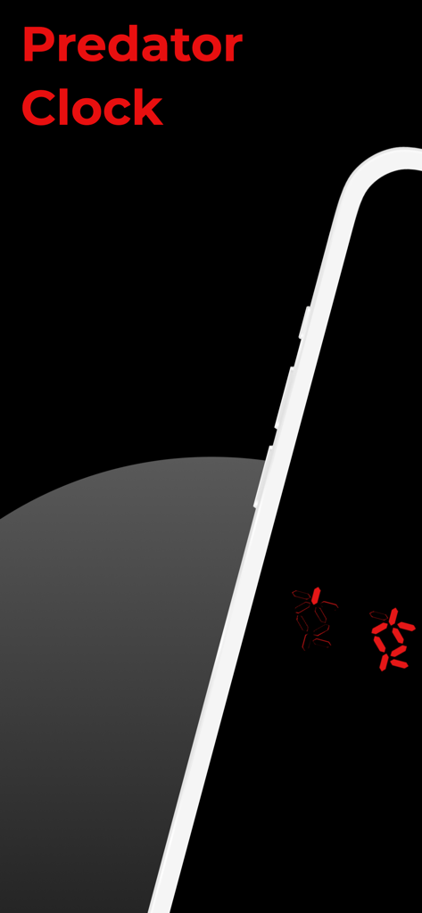Predator Clock - Alien time - Predator Clock app interface featuring red alien digital symbols