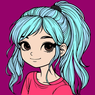 realistic girl with ponytail