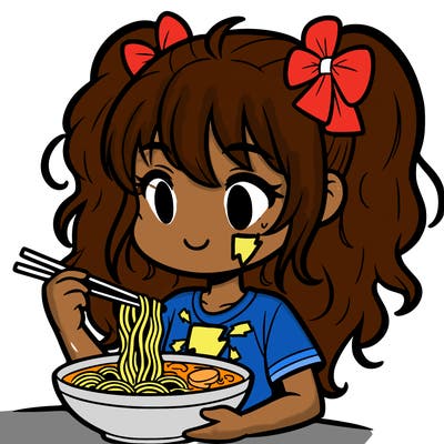a girl eating ramen