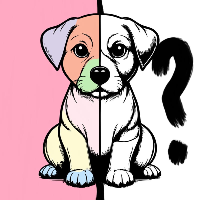 realistic split in half dog drawing