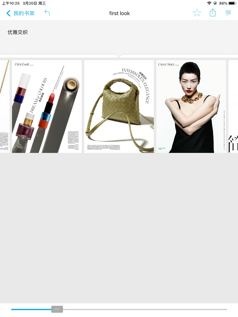 ELLE China - Digital fashion magazine interface on ELLE China iPad app featuring lifestyle and beauty articles