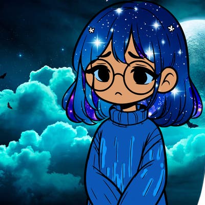 sad girl with glasses in a sweater