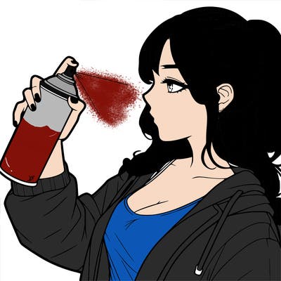 a realistic girl spray, painting