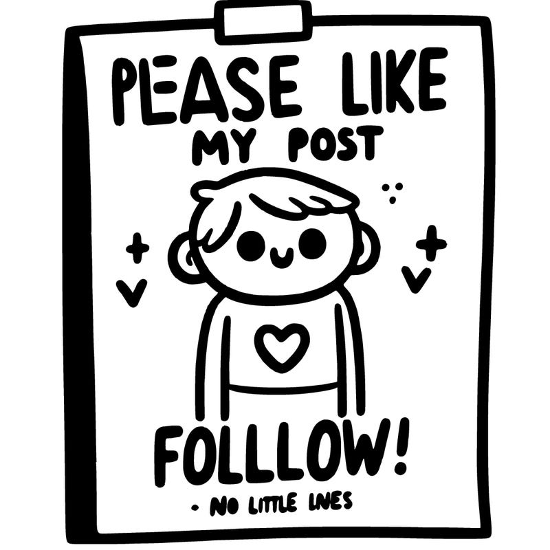 paper that said please like my post and follow me