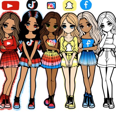 a group of girls realistic