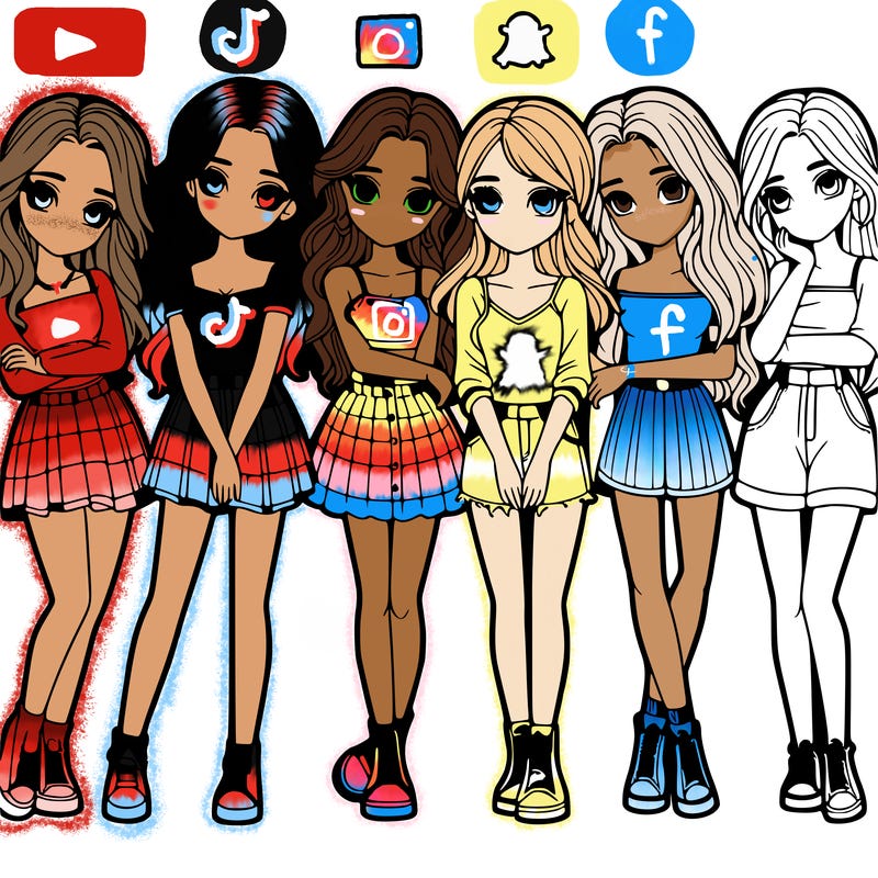 a group of girls realistic