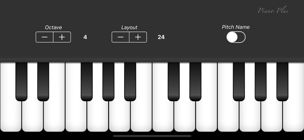 Digital piano keyboard interface with adjustable octave and layout settings